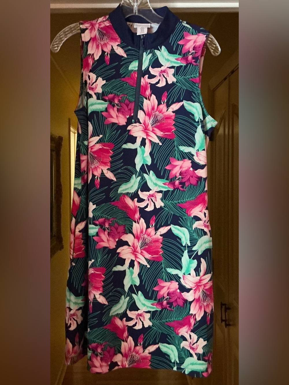 Tommy Bahama Navy Floral Sleeveless Mini Dress with Pink & Mint Flowers